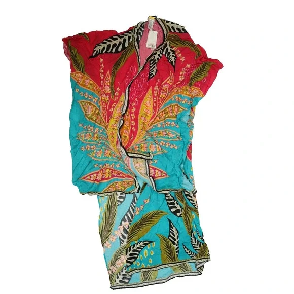 Agua Bendita Dara Lula Cover Up Multicolor Bright Print Lightweight Floral OS - Picture 1 of 7